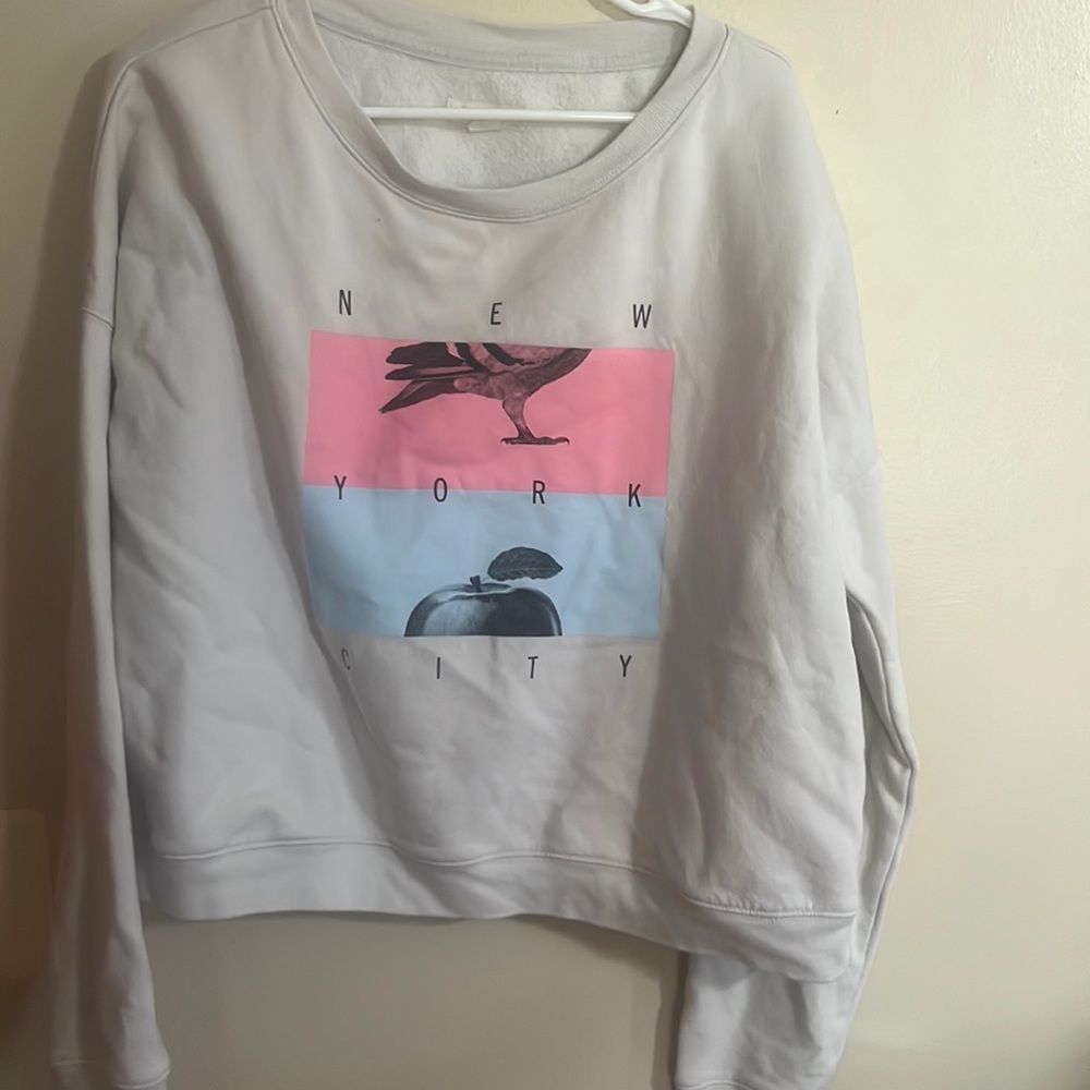Aeropostale XL New York City Crew Sweatshirt Top Gray pink blue juniors